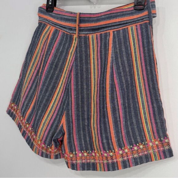THML Blue Pink Orange Stripe Embroidered
Hem Tie Waist Cotton Blend Shorts NEW - Picture 11 of 16
